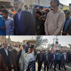 حضور پرشور اقشار مختلف جامعه اسلامی و مردم همیشه در صحنه شهرستان زابل در راهپیمایی سراسری ۱۳ آبان